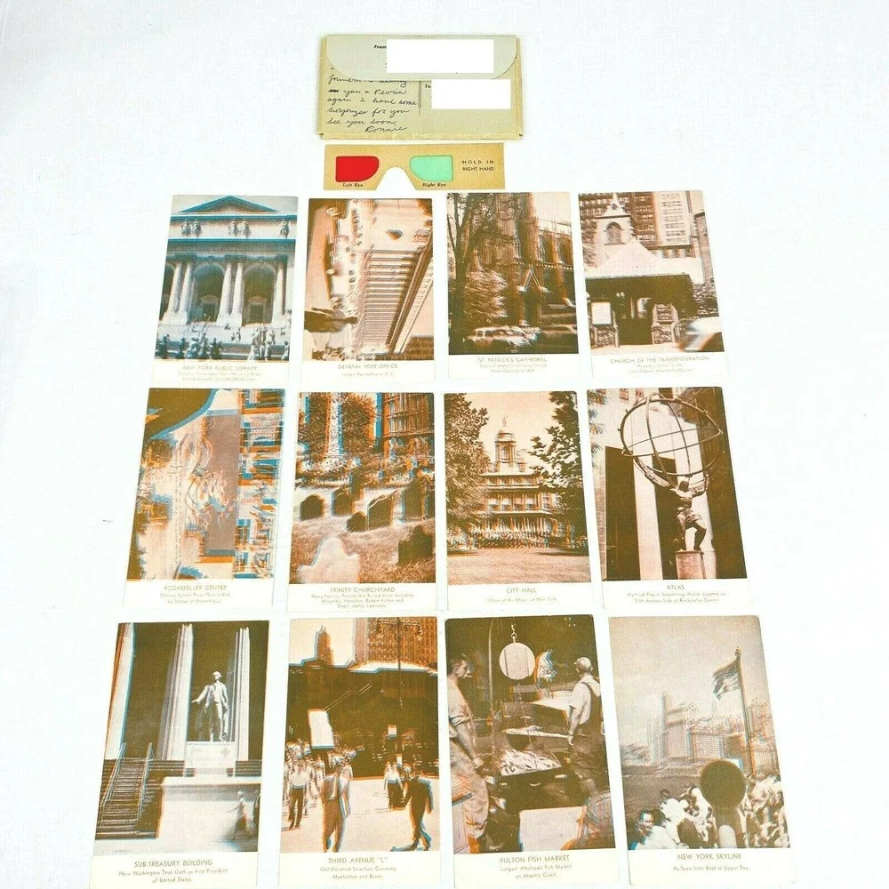 Vintage 1930s 3-D 12 Postcard Set‎ New York City